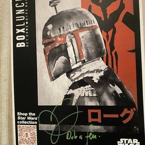 STAR WARS BOB FETT SIGNED POSTER WITH FIGURE AND COIN
